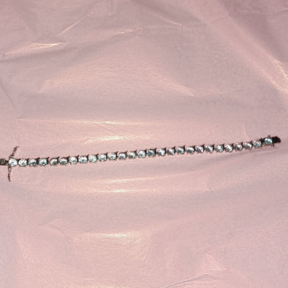 Sterling Silver Blue Topaz tennis bracelet